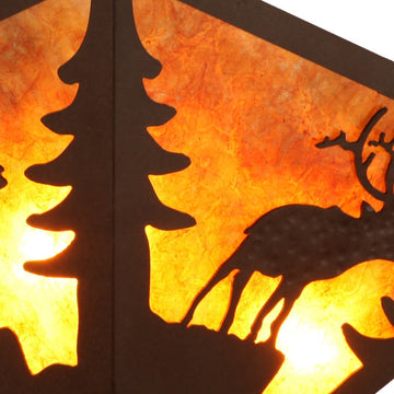 Rustic Wildlife Amber Mica and Rust Metal 3-Light Square Flush Mount Ceiling Light